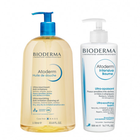 Bioderma - Atoderm - Gel de ducha hidratante - Limpiador facial y corporal  hidratante - Lavado corporal para piel sensible normal a seca
