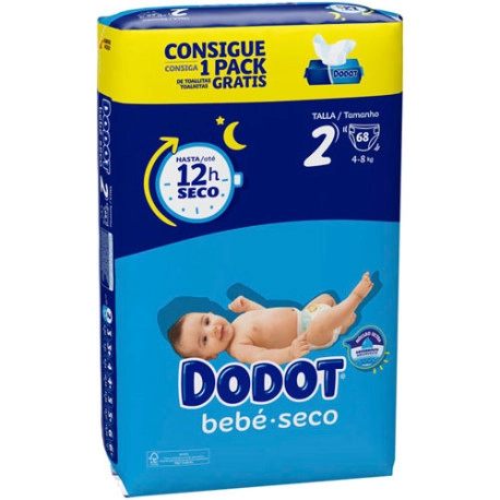 Pañales Dodot bebé seco talla 4+ de 62 unidades – Encajados